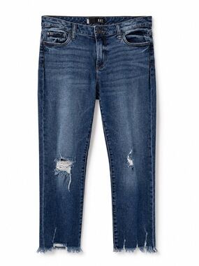 KUT From the Kloth Reese Distressed Ankle Straight Jeans Size 6 Raw Hem